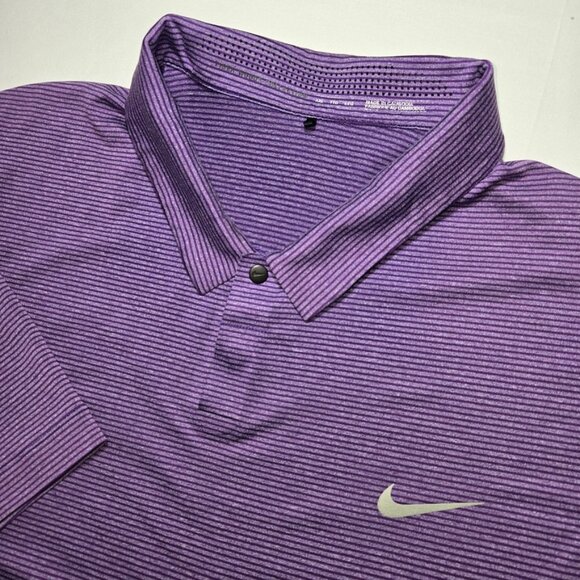 Nike Tiger Woods Collection Golf Polo Dri Fit Striped Shirt Mens XXL Performance - Picture 1 of 9